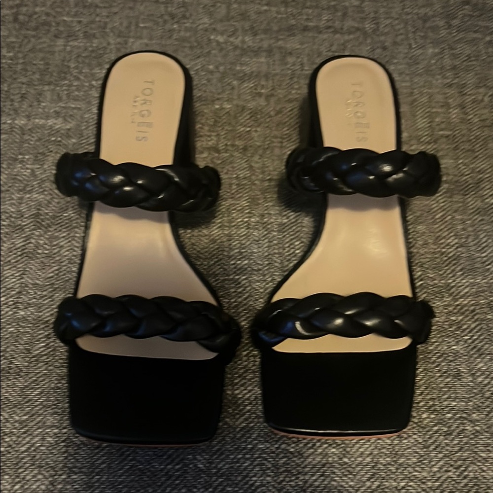 Black Braided Strap Women's Sandals